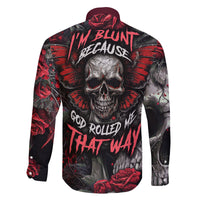 I'm Blunt Because God Rolled Me That Way Skull Family Matching Off Shoulder Long Sleeve Dress and Hawaiian Shirt - Wonder Print Shop