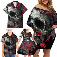 I'm Blunt Because God Rolled Me That Way Skull Family Matching Off Shoulder Short Dress and Hawaiian Shirt - Wonder Print Shop