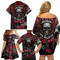 I'm Blunt Because God Rolled Me That Way Skull Family Matching Off Shoulder Short Dress and Hawaiian Shirt - Wonder Print Shop