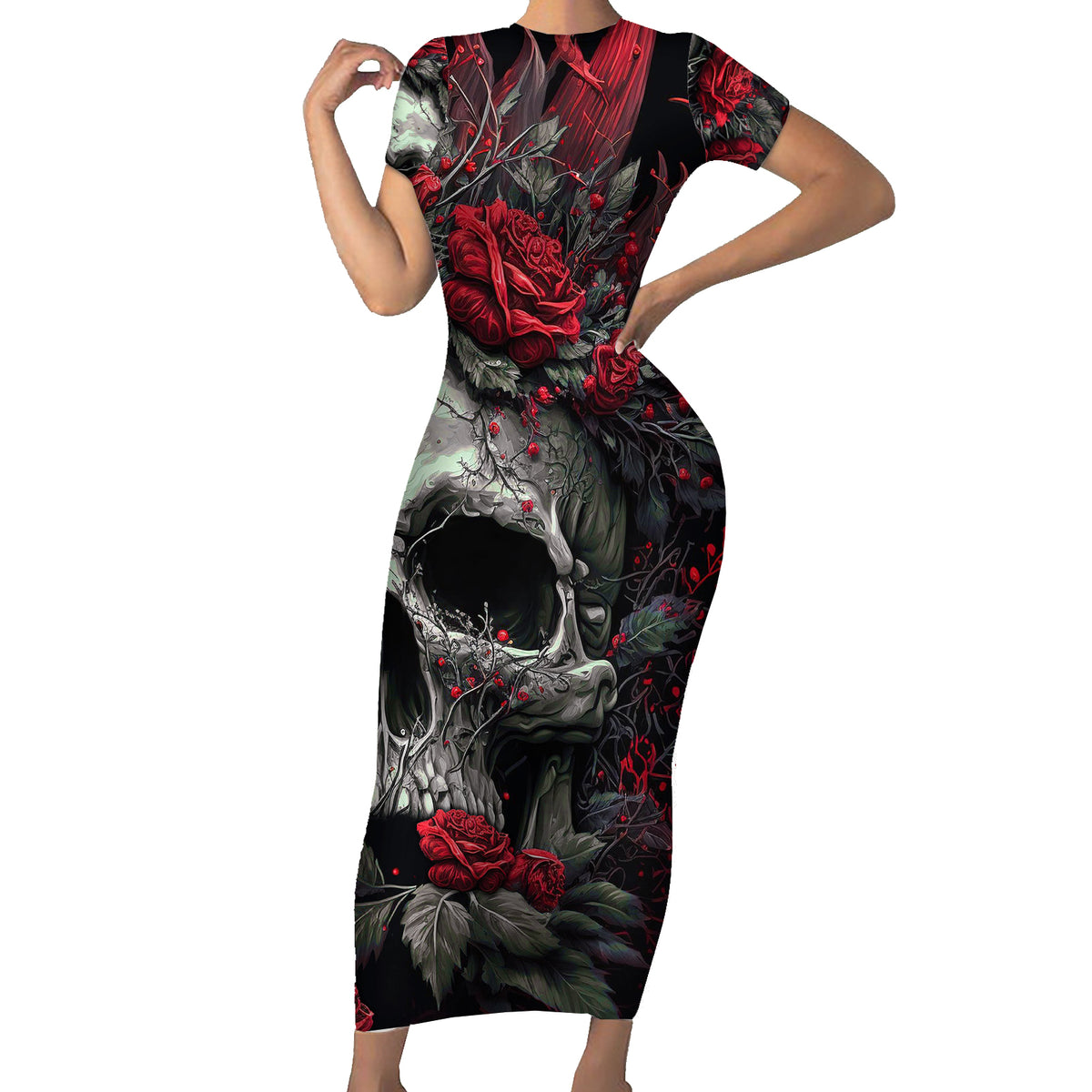 I'm Blunt Because God Rolled Me That Way Skull Family Matching Short Sleeve Bodycon Dress and Hawaiian Shirt - Wonder Print Shop