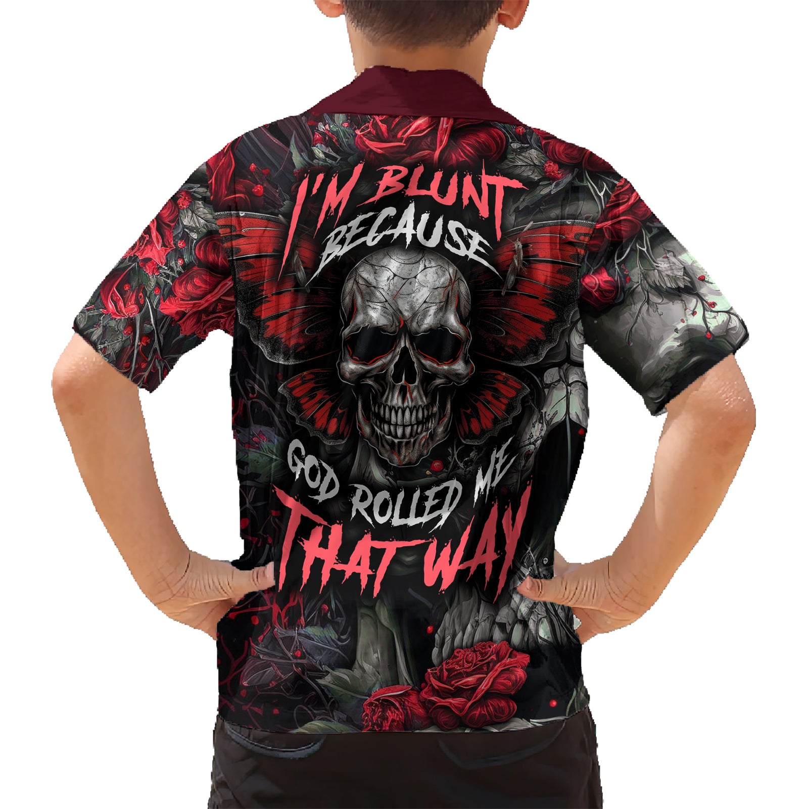 I'm Blunt Because God Rolled Me That Way Skull Kid Hawaiian Shirt - Wonder Print Shop
