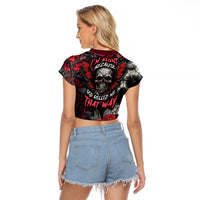 I'm Blunt Because God Rolled Me That Way Skull Raglan Cropped T Shirt - Wonder Print Shop