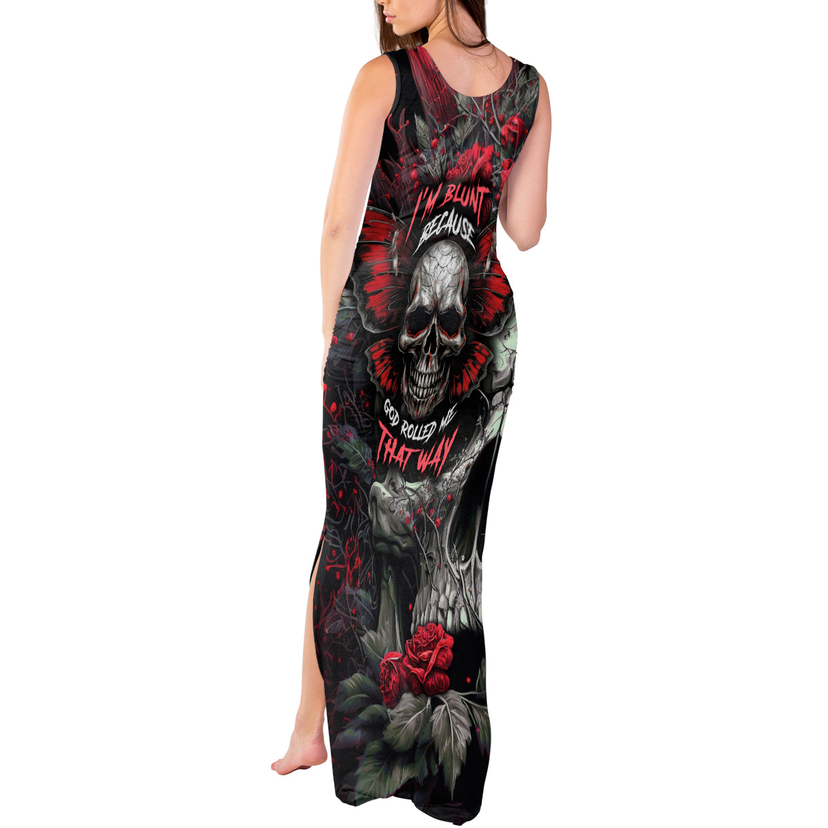 I'm Blunt Because God Rolled Me That Way Skull Tank Maxi Dress - Wonder Print Shop