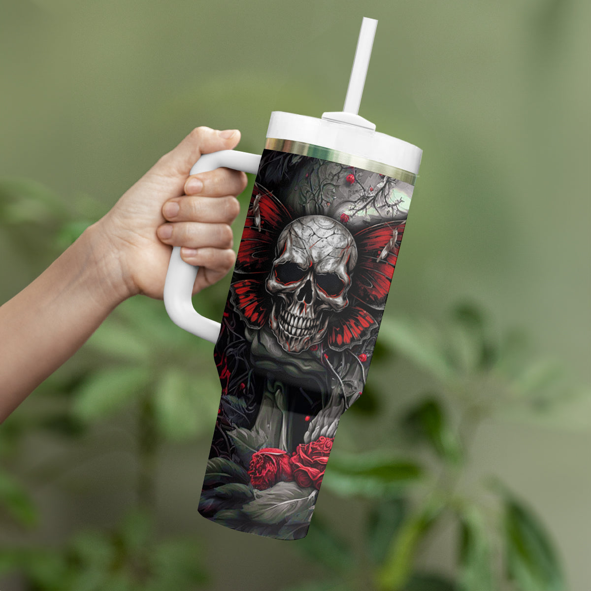I'm Blunt Because God Rolled Me That Way Skull Tumbler With Handle - Wonder Print Shop