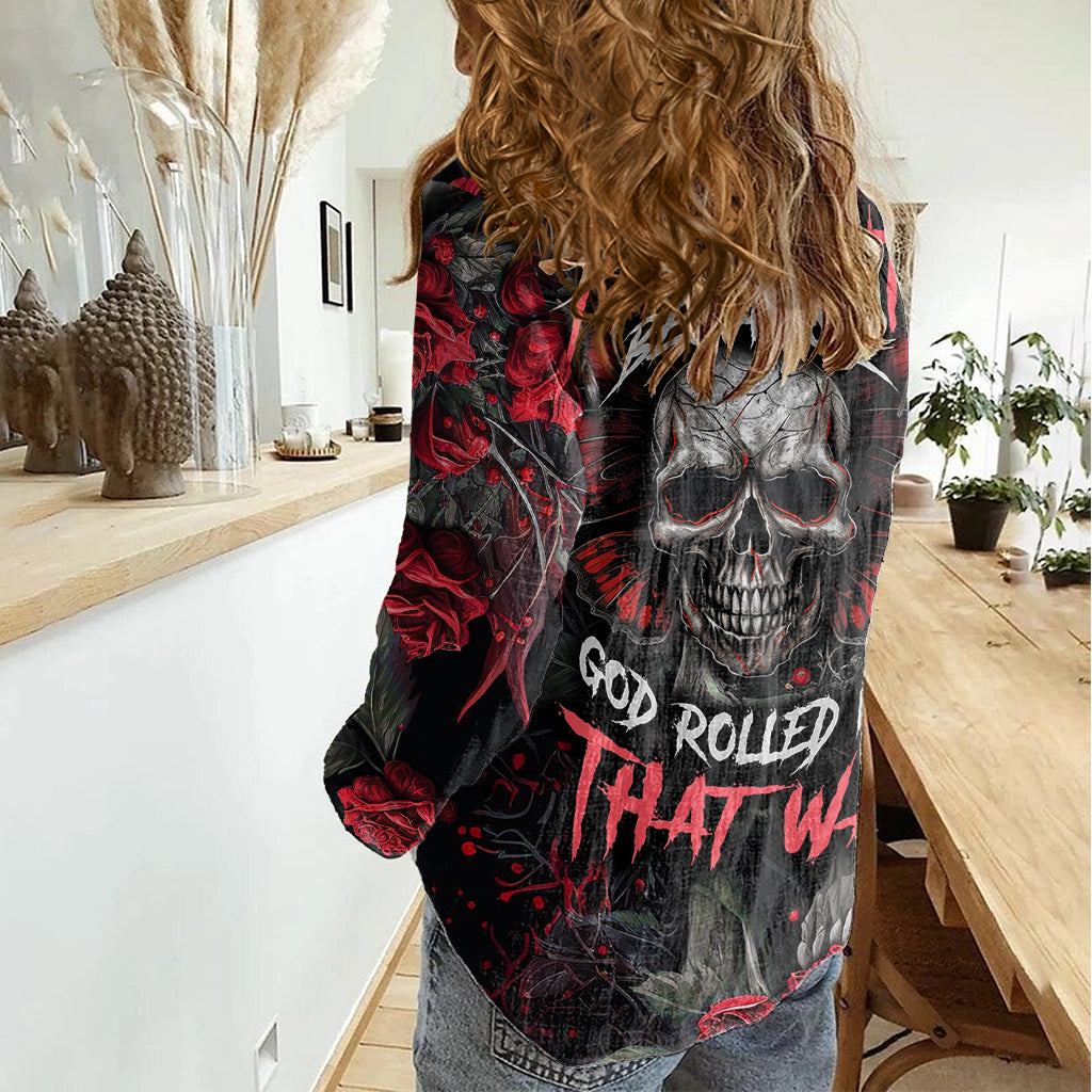 I'm Blunt Because God Rolled Me That Way Skull Women Casual Shirt - Wonder Print Shop