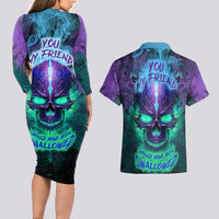 You My Friend Should Have Been Swallowed Skull Couples Matching Long Sleeve Bodycon Dress and Hawaiian Shirt - Wonder Print Shop