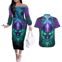 You My Friend Should Have Been Swallowed Skull Couples Matching Off The Shoulder Long Sleeve Dress and Hawaiian Shirt - Wonder Print Shop