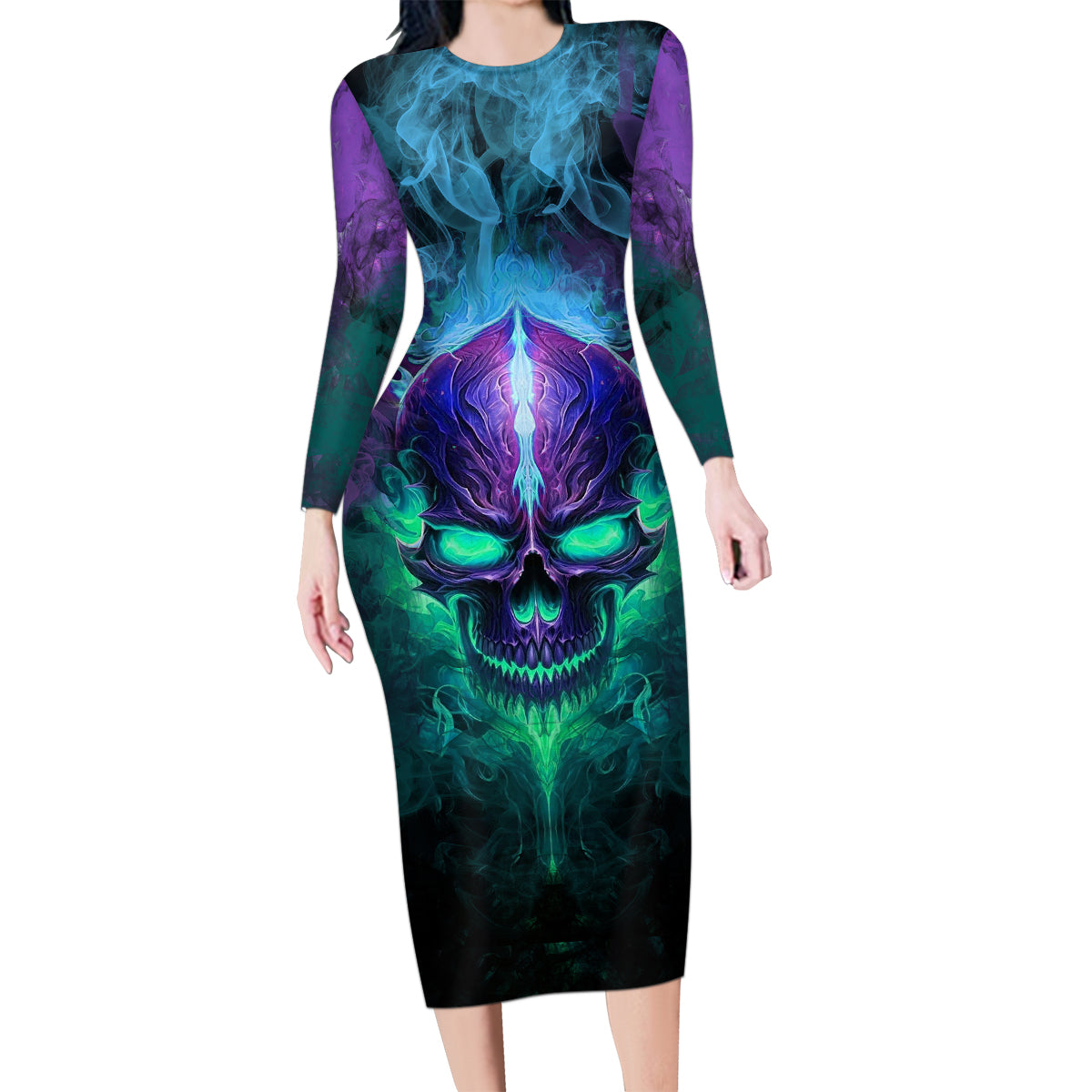 You My Friend Should Have Been Swallowed Skull Family Matching Long Sleeve Bodycon Dress and Hawaiian Shirt - Wonder Print Shop