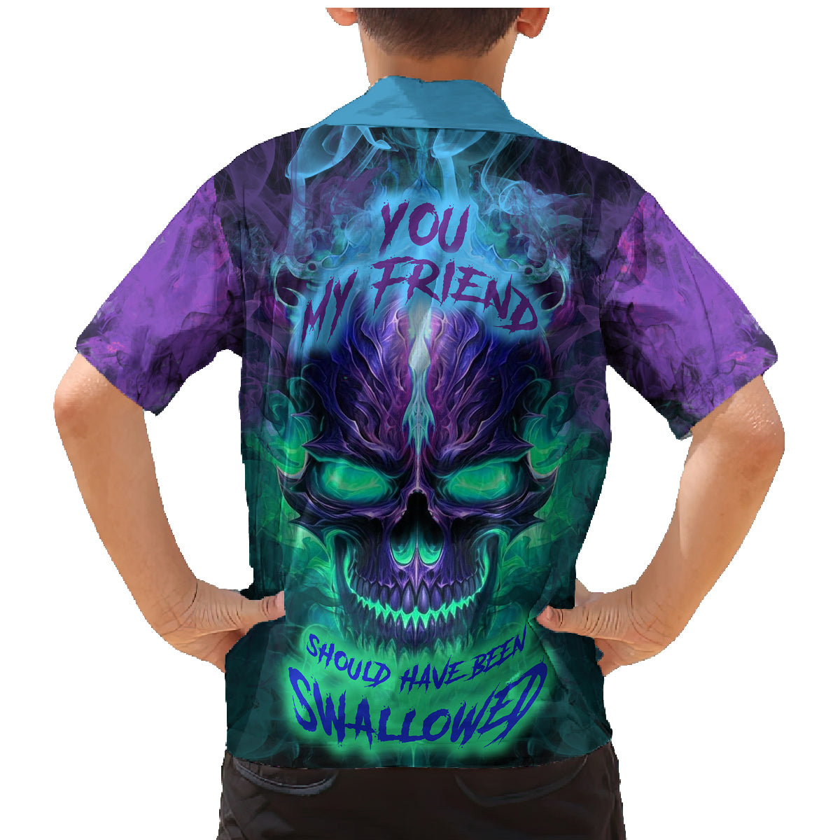 You My Friend Should Have Been Swallowed Skull Family Matching Mermaid Dress and Hawaiian Shirt - Wonder Print Shop