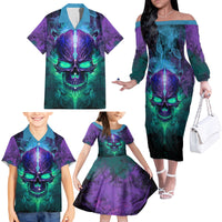 You My Friend Should Have Been Swallowed Skull Family Matching Off Shoulder Long Sleeve Dress and Hawaiian Shirt - Wonder Print Shop