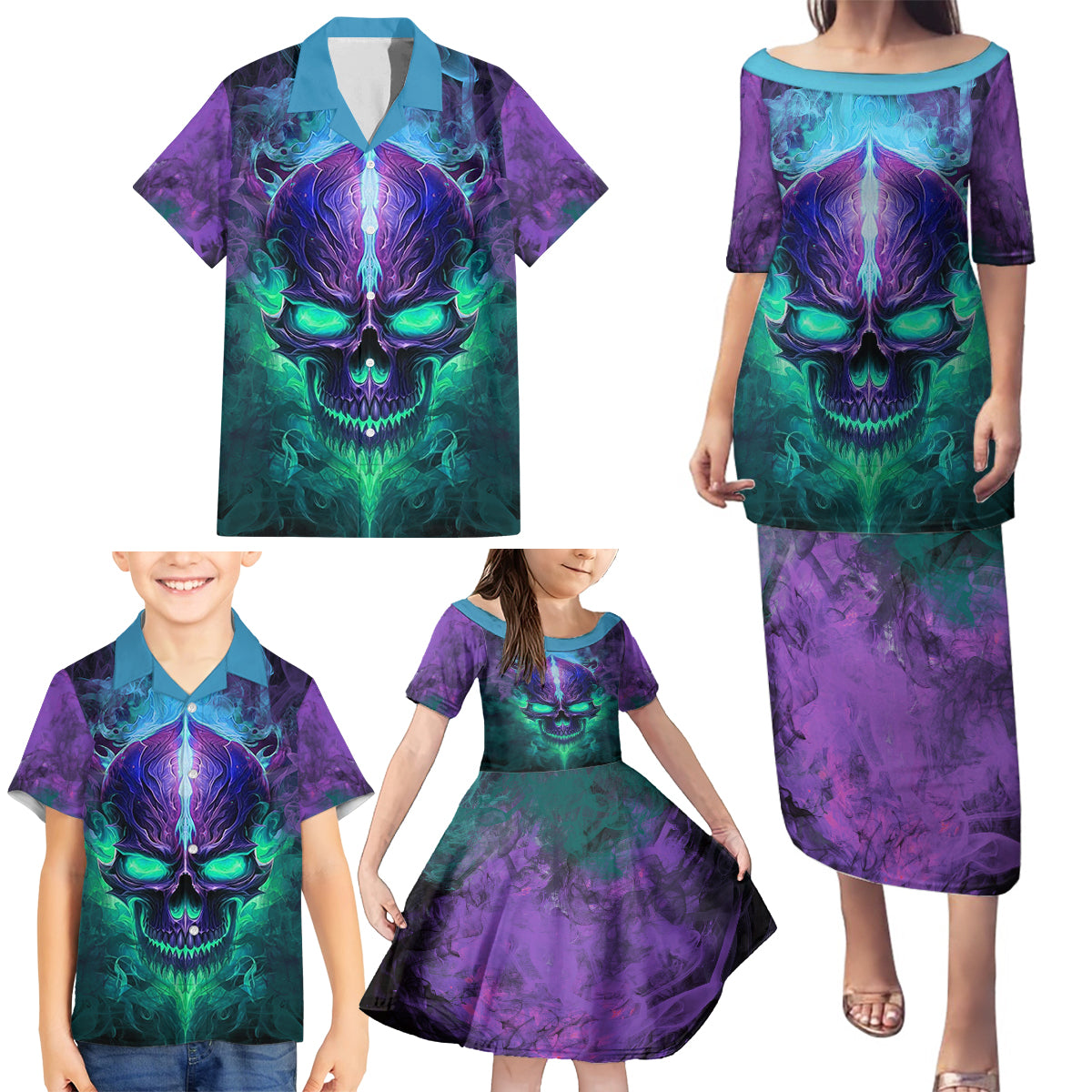 You My Friend Should Have Been Swallowed Skull Family Matching Puletasi Dress and Hawaiian Shirt - Wonder Print Shop