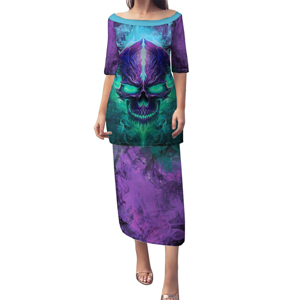 You My Friend Should Have Been Swallowed Skull Family Matching Puletasi Dress and Hawaiian Shirt - Wonder Print Shop