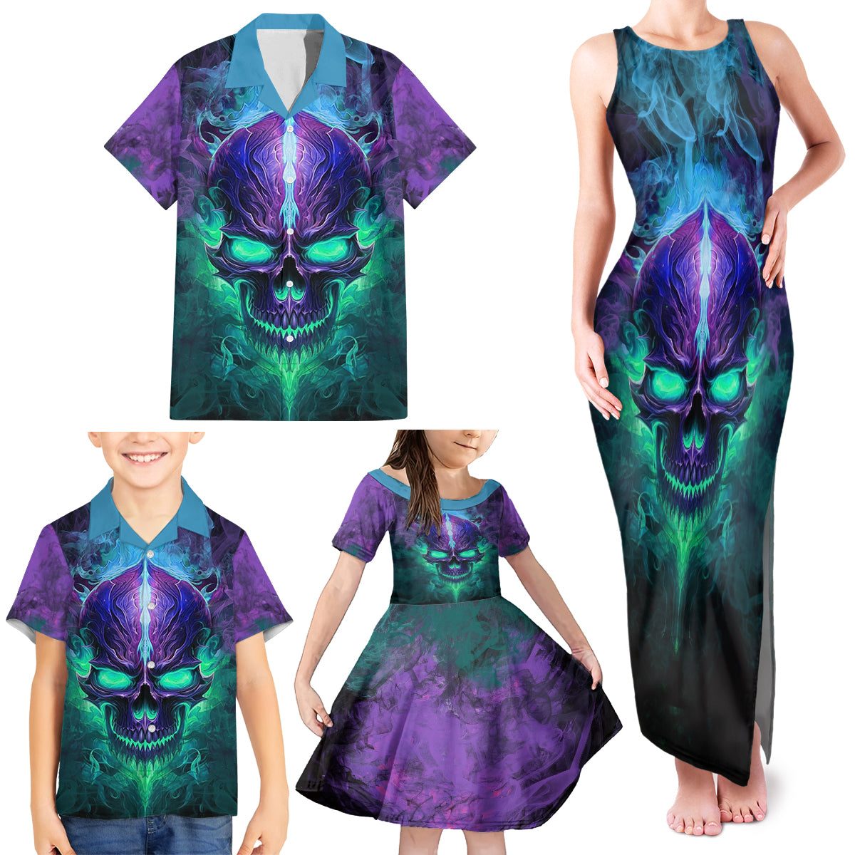 You My Friend Should Have Been Swallowed Skull Family Matching Tank Maxi Dress and Hawaiian Shirt - Wonder Print Shop