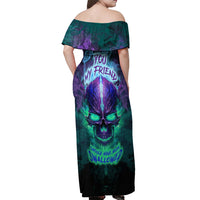 You My Friend Should Have Been Swallowed Skull Off Shoulder Maxi Dress - Wonder Print Shop