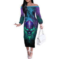 You My Friend Should Have Been Swallowed Skull Off The Shoulder Long Sleeve Dress - Wonder Print Shop