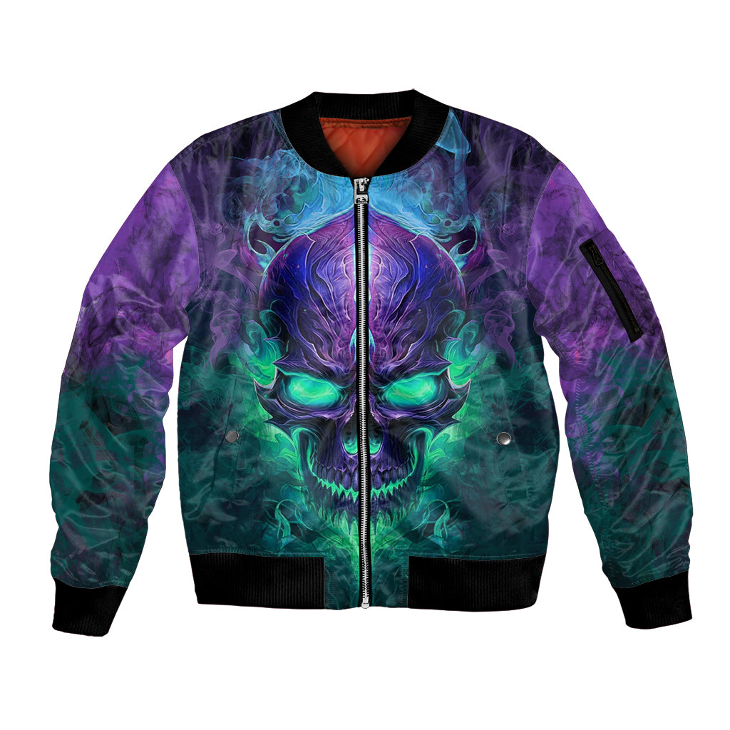 You My Friend Should Have Been Swallowed Skull Sleeve Zip Bomber Jacket - Wonder Print Shop