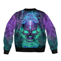 You My Friend Should Have Been Swallowed Skull Sleeve Zip Bomber Jacket - Wonder Print Shop