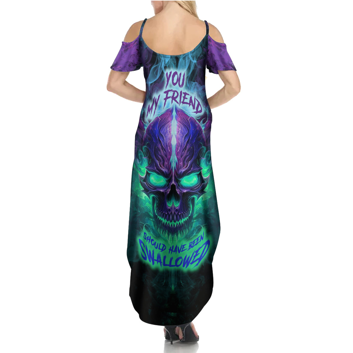 You My Friend Should Have Been Swallowed Skull Summer Maxi Dress - Wonder Print Shop