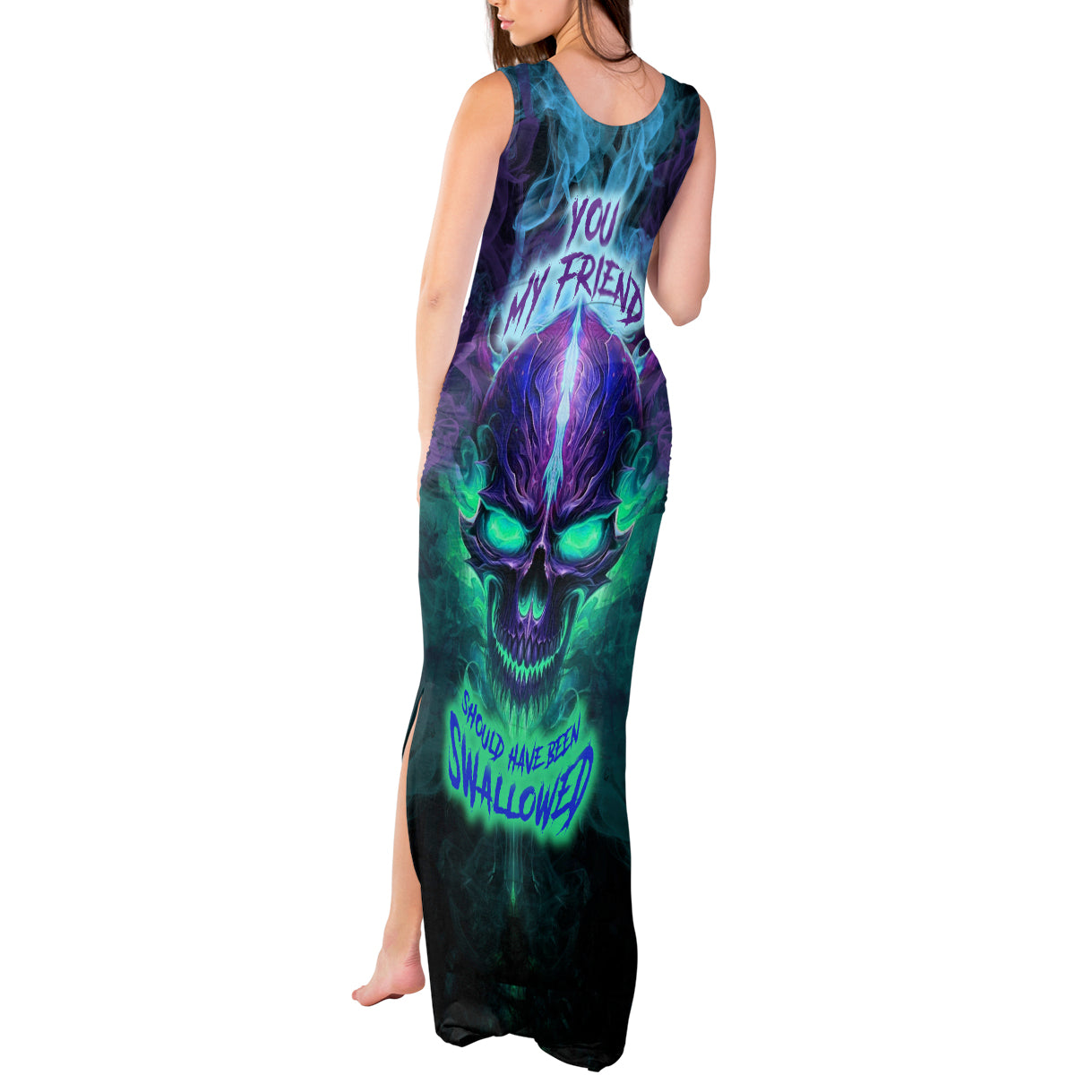 You My Friend Should Have Been Swallowed Skull Tank Maxi Dress - Wonder Print Shop