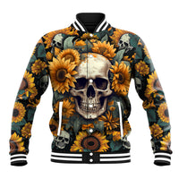 Shine Like A Sunflower Skull Baseball Jacket - Wonder Print Shop