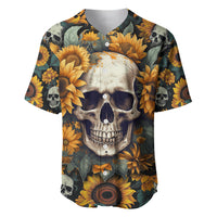 Shine Like A Sunflower Skull Baseball Jersey - Wonder Print Shop