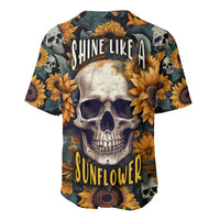 Shine Like A Sunflower Skull Baseball Jersey - Wonder Print Shop