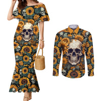 shine-like-a-sunflower-skull-couples-matching-mermaid-dress-and-long-sleeve-button-shirts