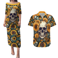 Shine Like A Sunflower Skull Couples Matching Puletasi Dress and Hawaiian Shirt - Wonder Print Shop