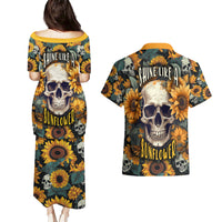 Shine Like A Sunflower Skull Couples Matching Puletasi Dress and Hawaiian Shirt - Wonder Print Shop