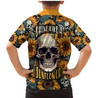 Shine Like A Sunflower Skull Family Matching Mermaid Dress and Hawaiian Shirt - Wonder Print Shop