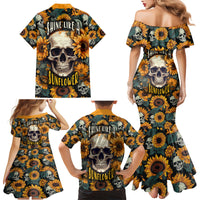Shine Like A Sunflower Skull Family Matching Mermaid Dress and Hawaiian Shirt - Wonder Print Shop