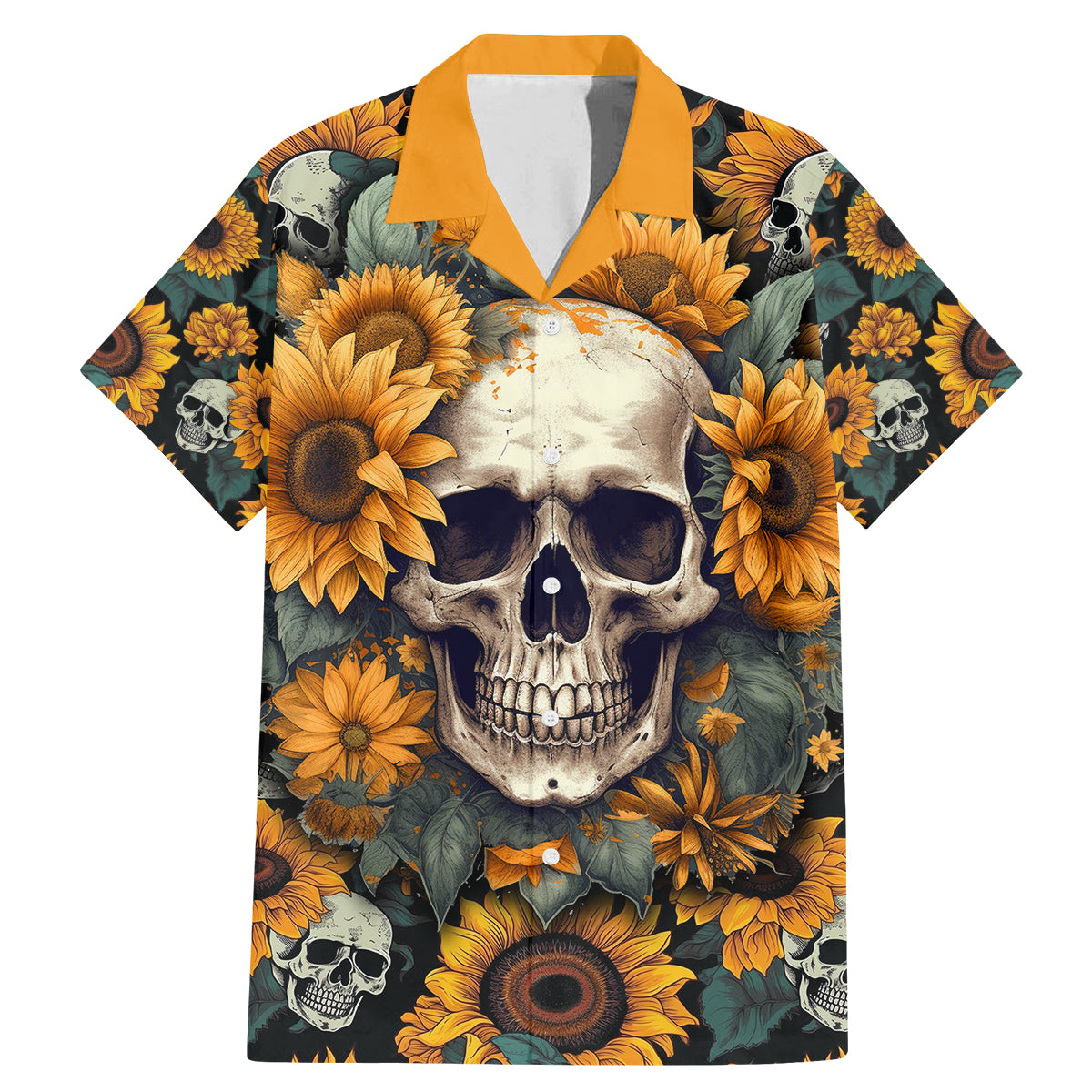 Shine Like A Sunflower Skull Family Matching Mermaid Dress and Hawaiian Shirt - Wonder Print Shop