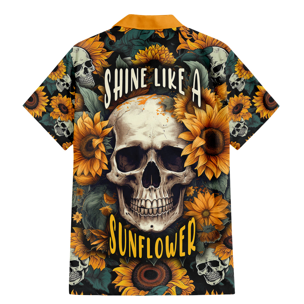 Shine Like A Sunflower Skull Family Matching Mermaid Dress and Hawaiian Shirt - Wonder Print Shop