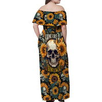 Shine Like A Sunflower Skull Family Matching Off Shoulder Maxi Dress and Hawaiian Shirt - Wonder Print Shop