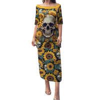 Shine Like A Sunflower Skull Family Matching Puletasi Dress and Hawaiian Shirt - Wonder Print Shop