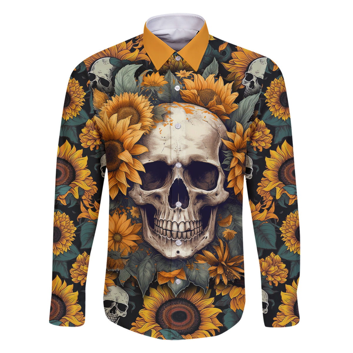 Shine Like A Sunflower Skull Family Matching Short Sleeve Bodycon Dress and Hawaiian Shirt - Wonder Print Shop