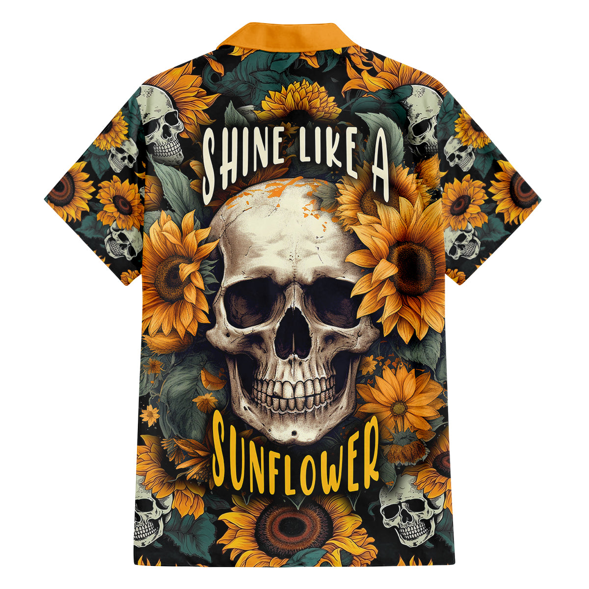 Shine Like A Sunflower Skull Family Matching Tank Maxi Dress and Hawaiian Shirt - Wonder Print Shop