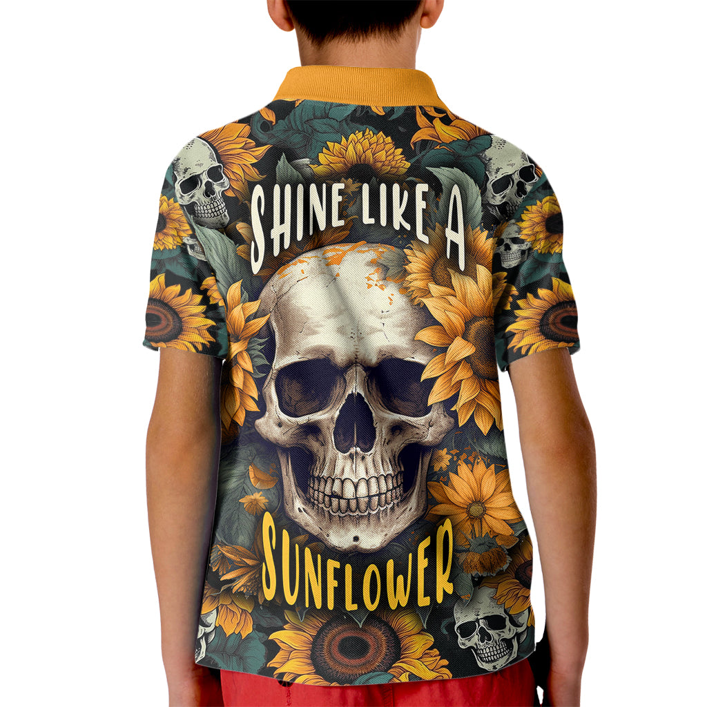 Shine Like A Sunflower Skull Kid Polo Shirt - Wonder Print Shop
