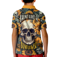 Shine Like A Sunflower Skull Kid Polo Shirt - Wonder Print Shop