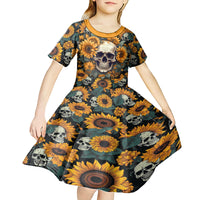 Shine Like A Sunflower Skull Kid Short Sleeve Dress - Wonder Print Shop
