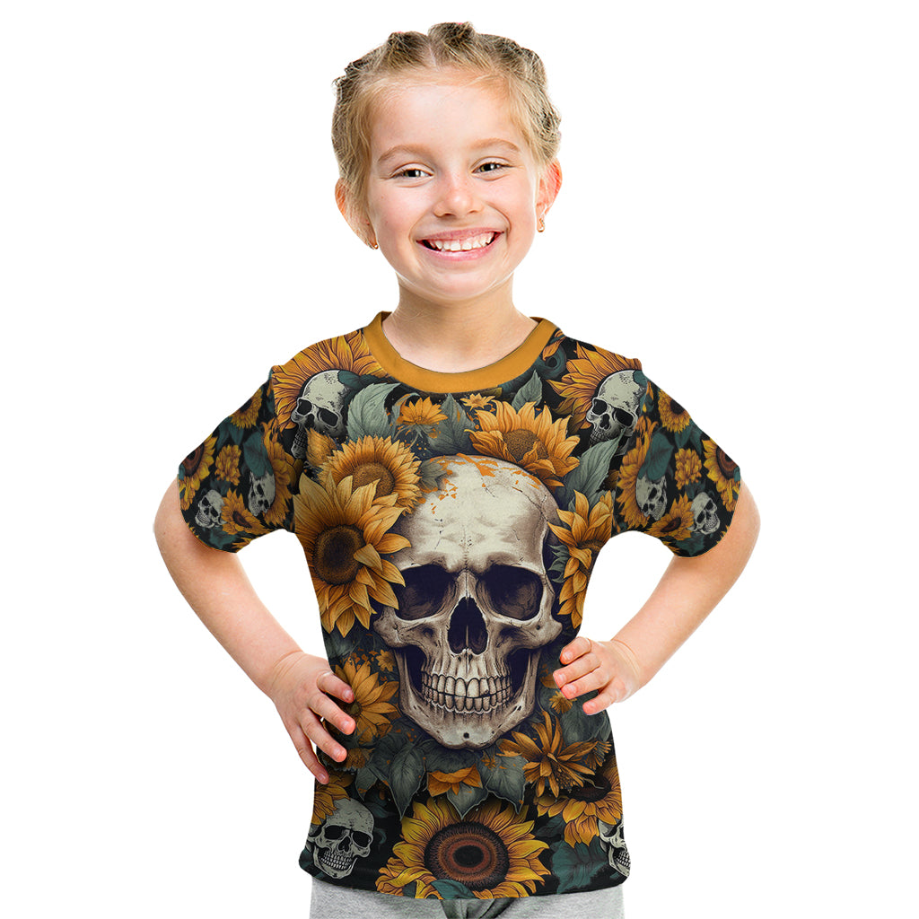 Shine Like A Sunflower Skull Kid T Shirt - Wonder Print Shop