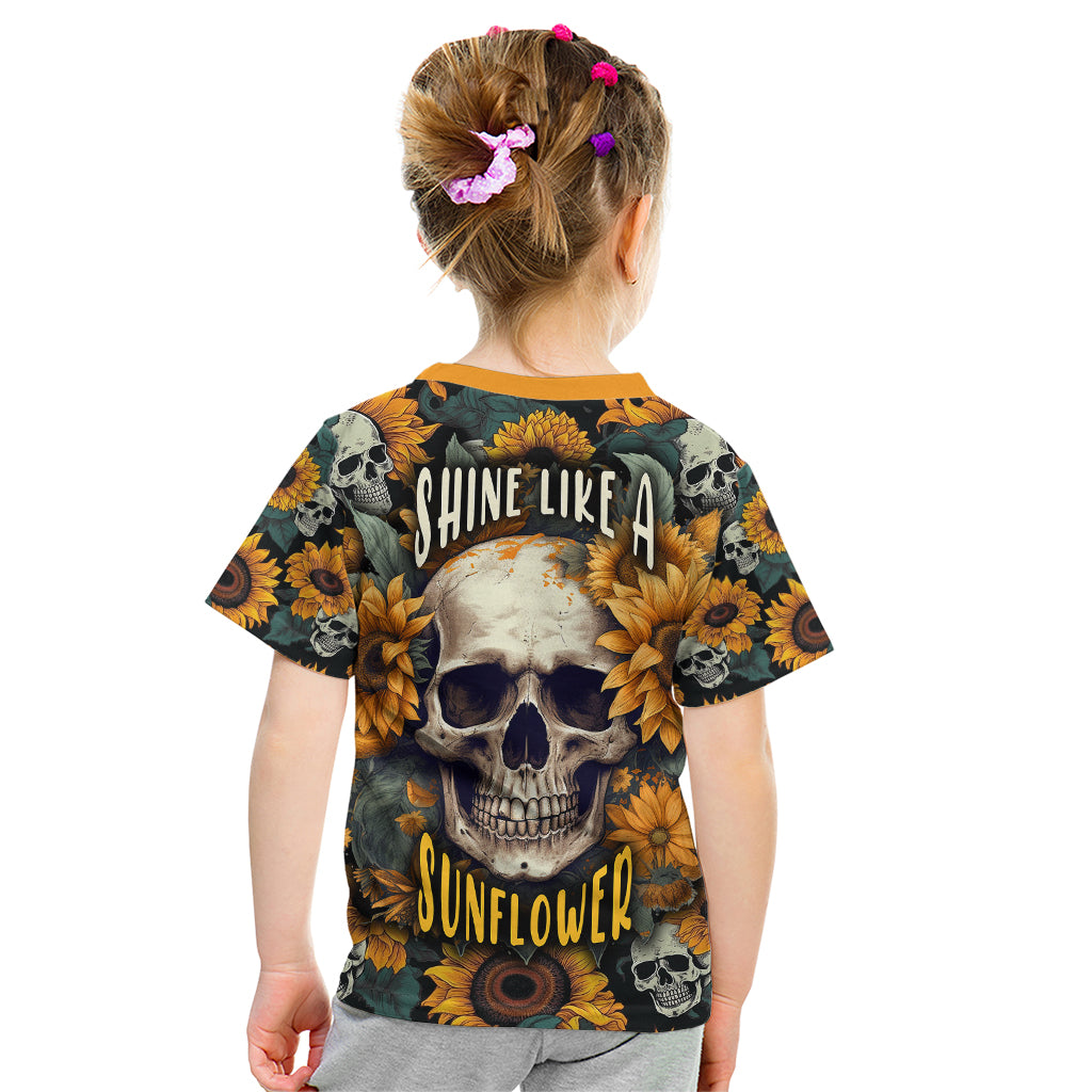 Shine Like A Sunflower Skull Kid T Shirt - Wonder Print Shop