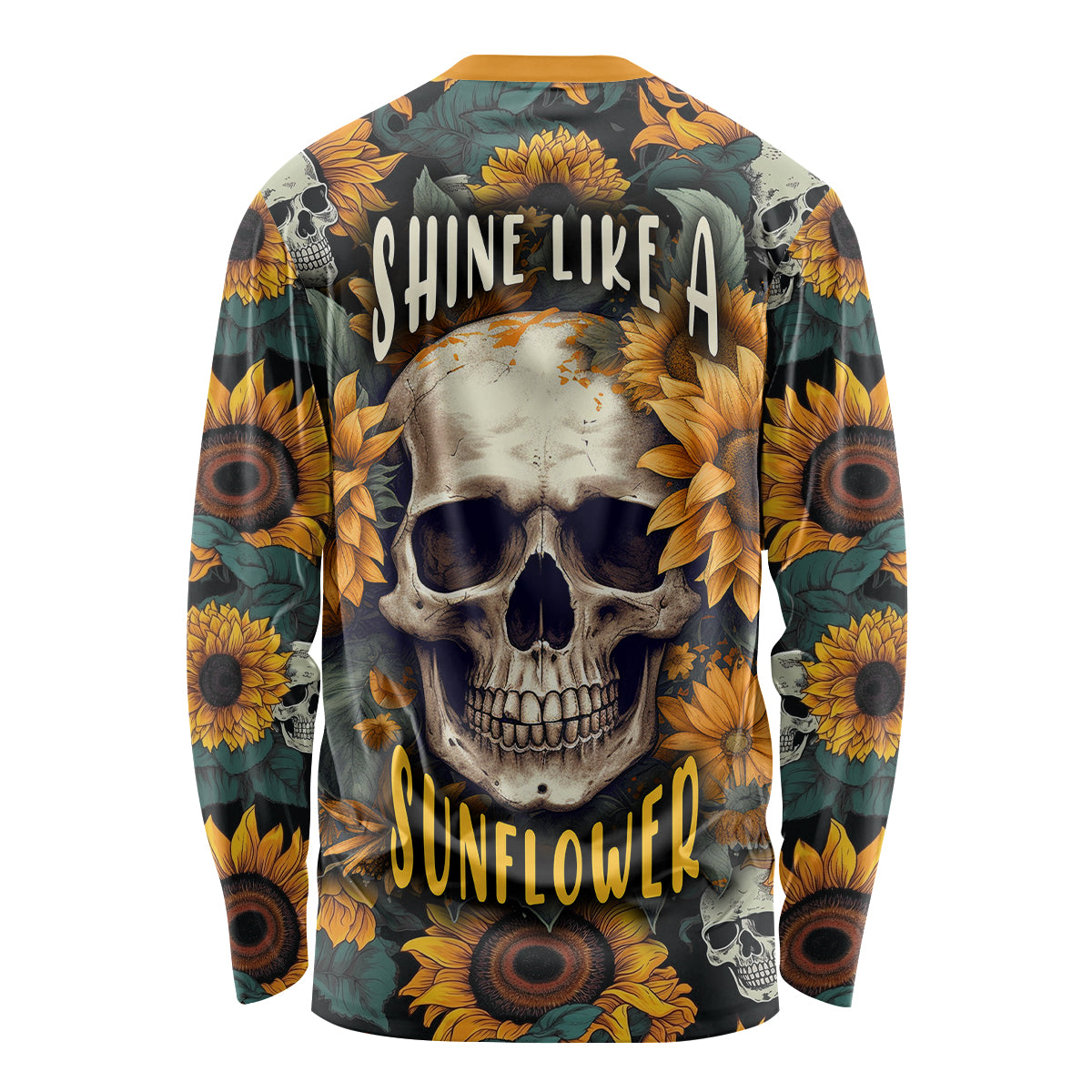 Shine Like A Sunflower Skull Long Sleeve Shirt - Wonder Print Shop