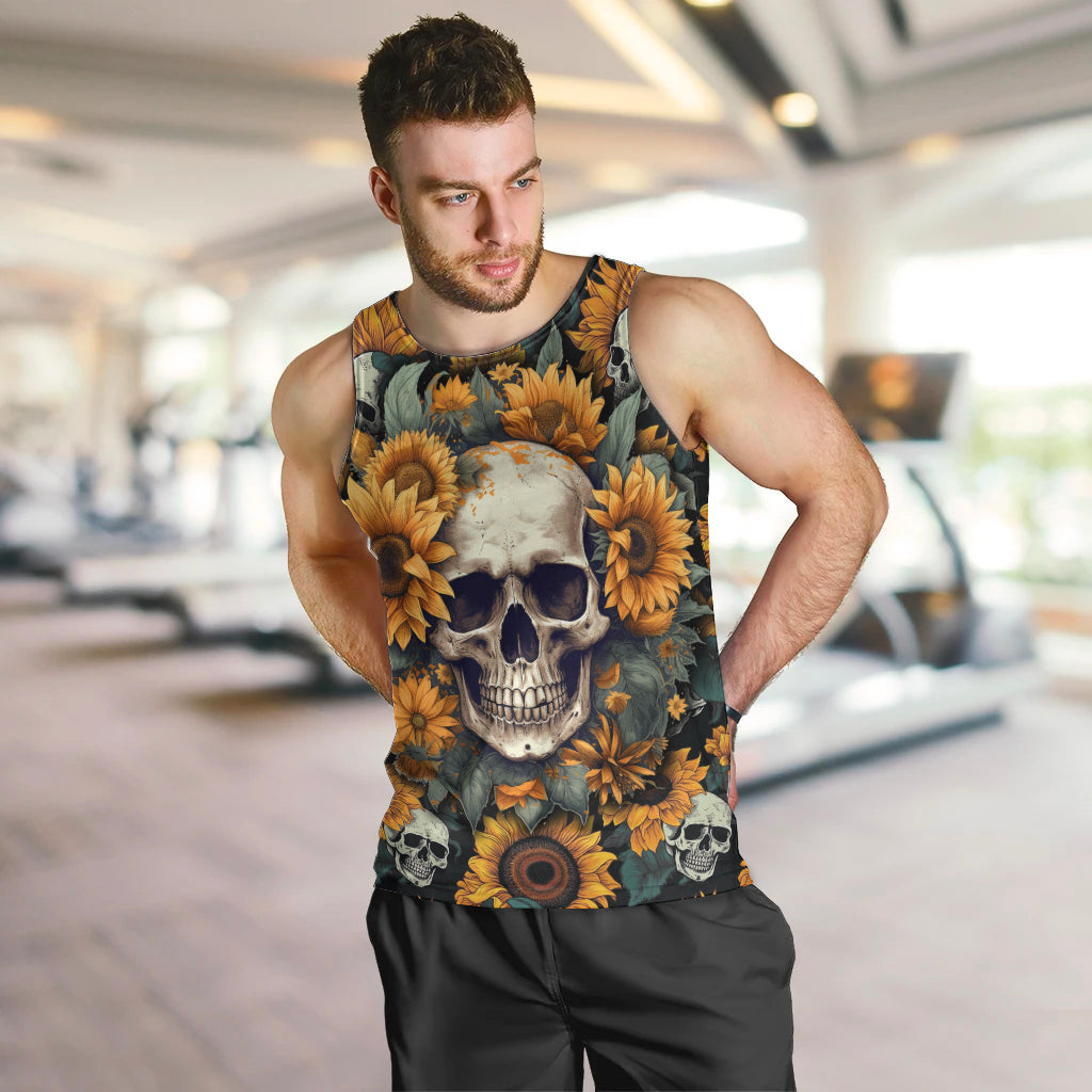Shine Like A Sunflower Skull Men Tank Top - Wonder Print Shop