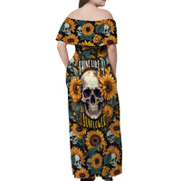 Shine Like A Sunflower Skull Off Shoulder Maxi Dress - Wonder Print Shop