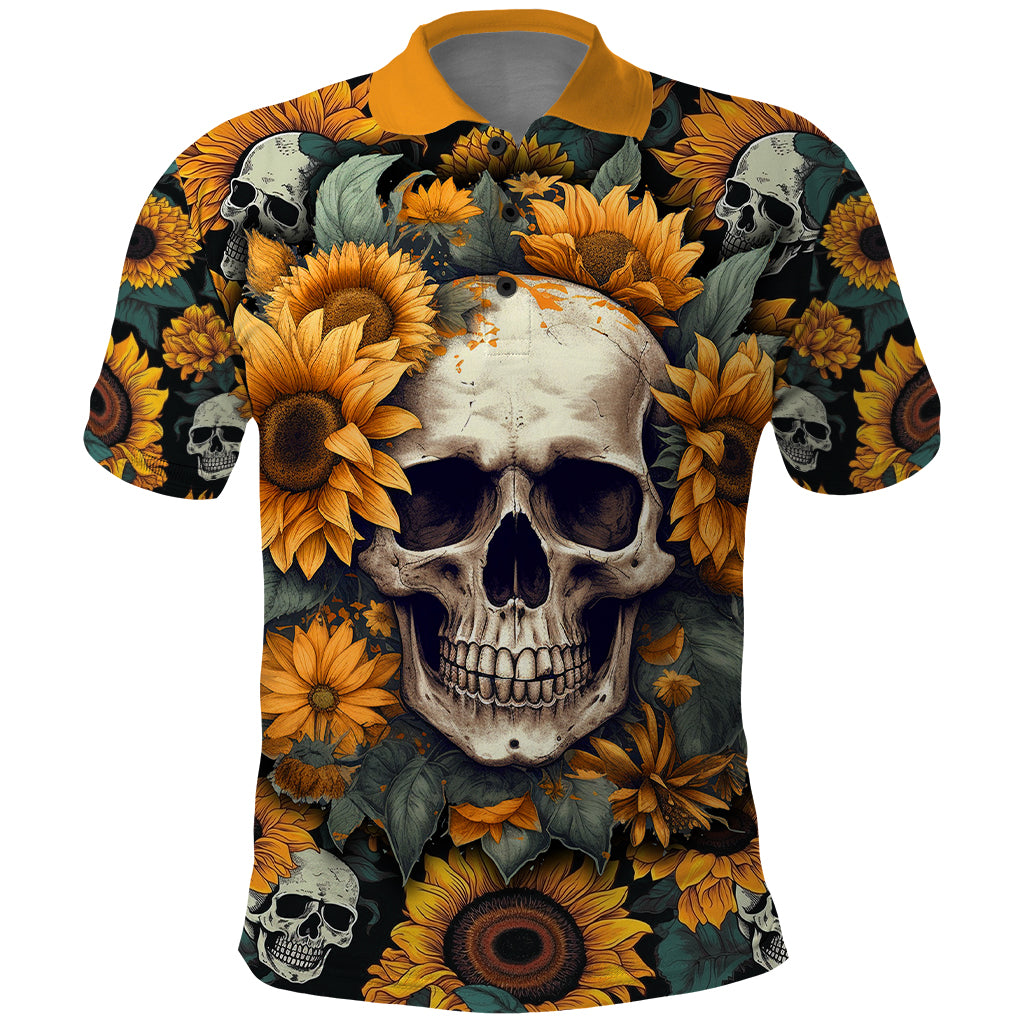 Shine Like A Sunflower Skull Polo Shirt - Wonder Print Shop