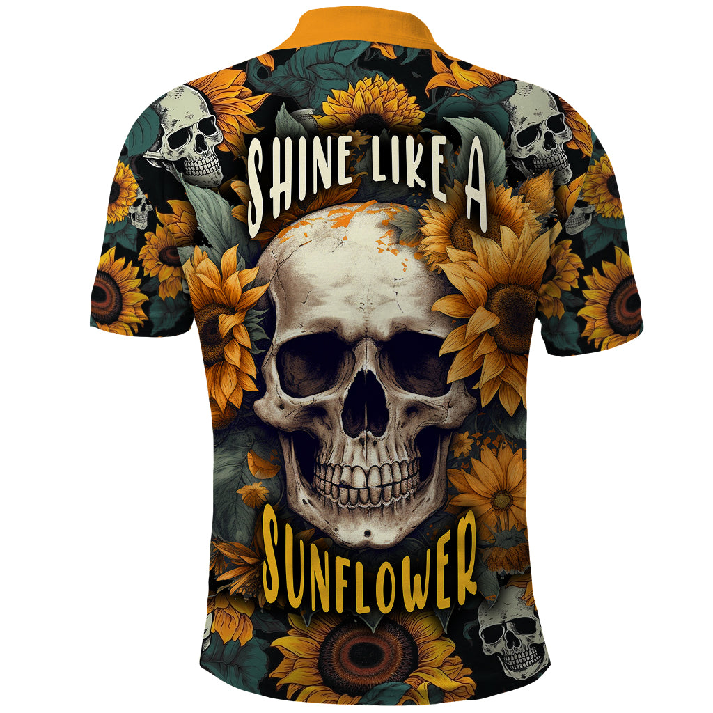 Shine Like A Sunflower Skull Polo Shirt - Wonder Print Shop