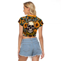 Shine Like A Sunflower Skull Raglan Cropped T Shirt - Wonder Print Shop
