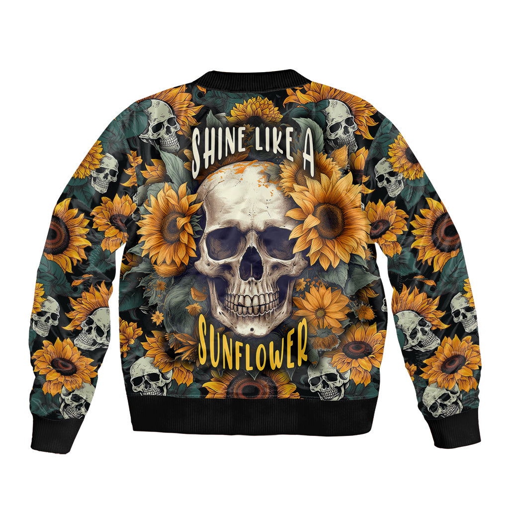 Shine Like A Sunflower Skull Sleeve Zip Bomber Jacket - Wonder Print Shop