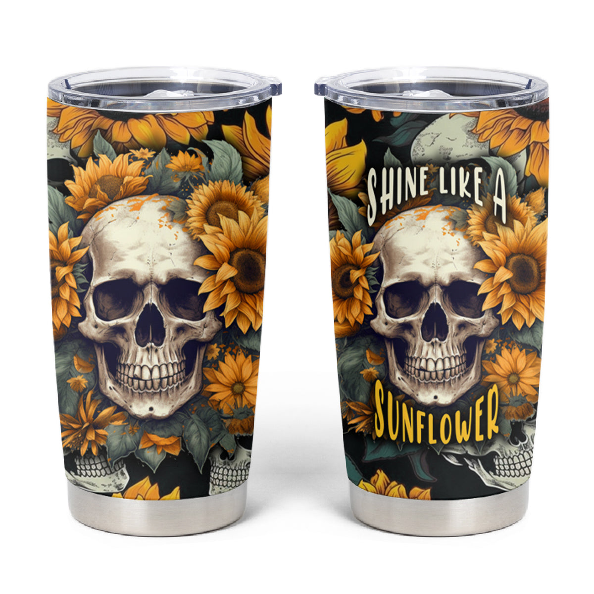 Shine Like A Sunflower Skull Tumbler Cup - Wonder Print Shop
